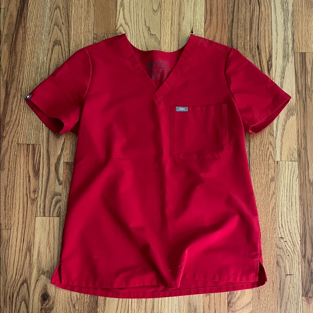 Figs Red Scrub Top